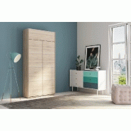 Armoire lit escamotable Dynamo - Chêne naturel - Ouverture assistée - Couchage 90x200 cm - Sommier à lattes_1