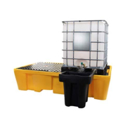 Bac de rétention plastique jaune - pour IBC 1000L - capacité 1120L - surface caillebotis antidérapant_1