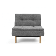 Fauteuil design Dublexo Stem convertible lit 90x115 cm - pieds obus chêne naturel - tissu Twist Charcoal_1