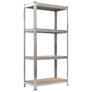 Vidaxl étagère de rangement 4 niveaux argenté acier et bois ingénierie 144266_1