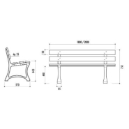 Banc public Madrid - 5 lames en bois exotique certifié FSC - pieds en fonte - 180 cm ou 200 cm_1