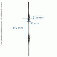 Barreau rond Ø14mm avec double bagues H.950mm_1
