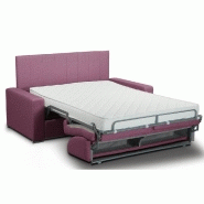 Canapé-lit Normandie CanapExpress - Tissu tweed rose, matelas mémoire 22 cm, tête de lit intégrée_1