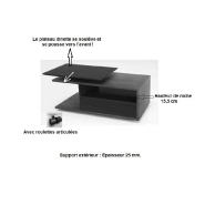 Table basse relevable ESSEN 110x65 cm en noyer - intérieur laqué noir mat avec plateau dinette réglable_1