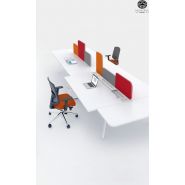 Yan M - Bureau open space avec plateaux coulissants - Mahora - Plateau mélaminé, piétement métal - Dimensions modulables_1