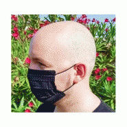 Masque lavable en soie imprimée mini pois - doublé coton - noir et blanc - référence 30203.01.1_1