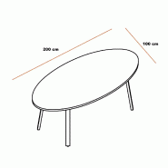 Table de réunion pieds en bois Ogi - MDD. - Blanc, Non_1
