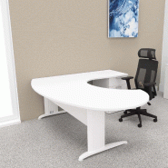 Bureau ergonomique et caisson intégré Sigma - Mobel Linea - 220, Blanc, Blanc, Droite, 4 tiroirs_0