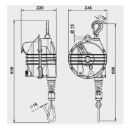 Équilibreur enrouleur 9361g-9369g - câble inox, corps aluminium et caoutchouc - capacité 10 à 75 kg_1