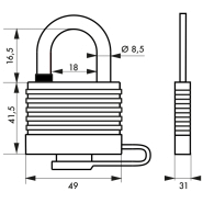Cadenas à clé pour usage extérieur - Résistant à l'eau - Corps acier zingué gainé PVC - Marque Thirard_1