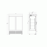 Vitrine réfrigérée murale 2 portes JULIA - 1m37x0.70mx1m99 - 4 niveaux de grilles + base - LED - EUROVITRINE_1