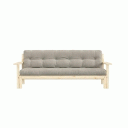 Canapé convertible futon UNWIND en pin naturel - Coloris lin - Couchage 130 x 190 cm - Style scandinave_1