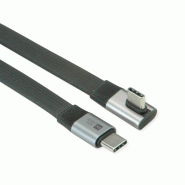 ROLINE Câble USB4 2.0 plat, C–C, M/M, un côté coudé à 90°, 8K UHD-2, 80Gbit/s, 240W, noir, 0,8 m_1
