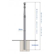 10821 - Potelets fixes Champs Elysées - Hauteur hors-sol 1,20m - Boule Ø60mm - Corps Ø60mm_1