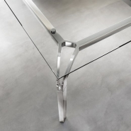 Bureau de direction moderne en verre trempé extra clair avec pieds chromés - YOGA - Réf 4901 FR101_1