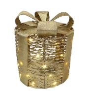 Cadeaux ronds lumineux dorés LED blanc chaud 15x15x1, 20x20x23 et 25x25x30cm_1