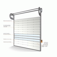 Porte sectionnelle industrielle Helix / S600 - automatique, repliable en plafond, vitrée, en panneaux sandwich avec portillon et isolation thermique_1