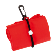 Sac shopping pliable - polyester 190T - avec mousqueton en plastique - couleur rouge_1