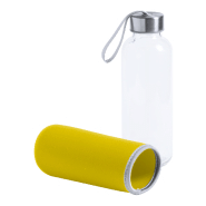 Gourde de sport en verre - 420 ml - Néoprène rouge avec dragonne_1