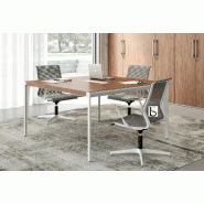 Table de réunion X9 pour 4 personnes - Officity. - Blanc 9010, Orme gris_1