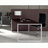Bureau droit X7 avec piètements blancs - Officity. - 200, Noyer canaletto_0