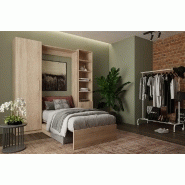 Composition lit escamotable Dynamo Sofa - canapé intégré gris - chêne naturel - couchage 90x200 cm - L : 201 cm_1