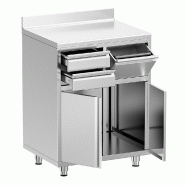 Meuble inox pour machine à café - 800 x 600 mm - 2 tiroirs - Bac à marc de café_1