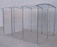 Abri Rock - Piliers en acier zingué - Parois en plexi transparentes - Toit en polycarbonate alvéolaire - 1 Banc assis/debout inclus_1