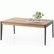 Table basse Gennevilliers 102 x 73 cm - Plateau chêne noueux massif huilé - Pied métal noir laqué_1