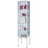Vitrine cadre alu blanc 40x40x180cm - tablettes réglables et serrure - Gamme Design_1