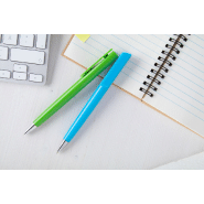 Stylo à bille en plastique - embout chromé - encre bleue - couleur bleu clair - poids 10 gr_1