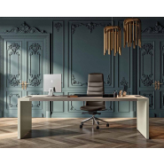 Bureau de direction E10 - Esthétique moderne et traditionnel, plateau en bois plaqué et options cuir_1