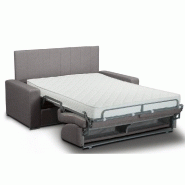 Canapé-lit CanapExpress - Lattes, matelas mémoire 22 cm, tête de lit intégrée, microfibre taupe_1