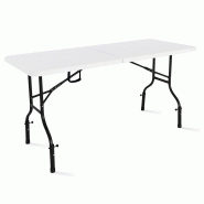 Table pliante blanche 180 cm avec réhausseurs_1