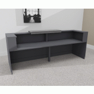 Bureau d'accueil Delta Plus 2 personnes anthracite - Mobel Linea - 204, Non, Anthracite, Acacia clair_1