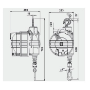Équilibreur enrouleur 9422g-9426g - câble inox, capacité 100 à 180 kg, course 2500 mm_1