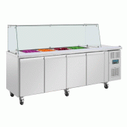 Comptoir à salade GN avec pare-haleine carré Série U 4 portes UA019 Polar_1