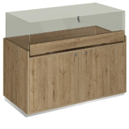 Comptoir T01 vitrine 4 Faces et MDF naturel+chêne clair - 120x60x93cm_1