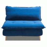 Fauteuil lit convertible express Lisbonne 70cm - sommier à lattes, matelas 13cm, velours bleu_1