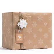 Papier cadeau kraft vergé brun 'Flocons' blancs - 0,70x100m - naturel et authentique_1