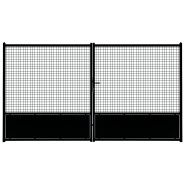 Portail coulissant eco avec soubassement en tôle, grillage maille 50x50 et cadre 35x35_1