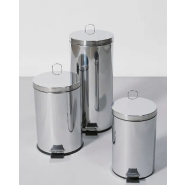 Poubelle à pédale ronde en inox 12 litres - 157006w - DENIOS, avec seau interne et fermeture automatique_1