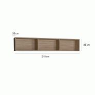 Surmeuble 3 niches de rangements pour lit escamotable horizontal 160x200 cm - finition chêne naturel - Hauteur 36 cm_1