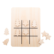 Jeu de morpions de Noël - contreplaqué de bouleau - étoile et sapin de Noël - 10 jetons et plateau inclus_1
