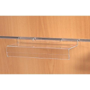 Tablette L20xP10cm avec porte-étiquette 25mm - épaisseur 3mm - pour panneaux rainurés - polystyrène injecté transparent_1