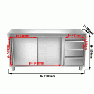 Meuble bas inox cental P 600 mm avec portes et tiroirs - 2000, A droite_1