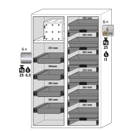 Armoire de sécurité combinée K-PHOENIX-90 modèle K90.196.120.MC.FWAS - Réf 30335-001-33843 - Stockage mixte inflammables et corrosifs - Conformité NF EN 14470-1_1