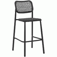 Dante - Tabouret de bar empilable Piètement noir + Corde_1