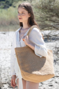 Sac shopping en fils de jute tressée - effet toile tricotée - Réf: KI0257 - Marque: Kimood_1
