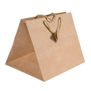 Sac traiteur kraft brun - poignées papier - fond carton - 38x31x32cm - par 10_1